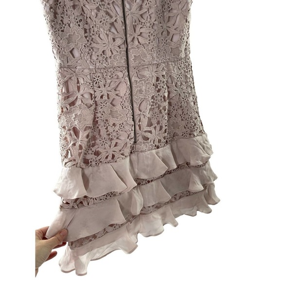 PARKER ZAHARA DUSTY PINK SLEEVELESSLACE RUFFLE MINI DRESS - Picture 5 of 7